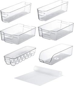 img 4 attached to Sagler Fridge Organizers Set of 10: Stackable 🧊 Bins, 6 Food Containers, 4 Shelf Liners - Clear