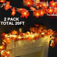 2-pack thanksgiving lights: fall maple leaves string lights for thanksgiving decorations - total 20 ft & 40 led maple leaves lights battery operated - fall lights for holiday autumn garland, home indoor decor логотип