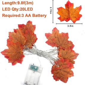 img 3 attached to 2-Pack Thanksgiving Lights: Fall Maple Leaves String Lights for Thanksgiving Decorations - Total 20 Ft & 40 LED Maple Leaves Lights Battery Operated - Fall Lights for Holiday Autumn Garland, Home Indoor Decor