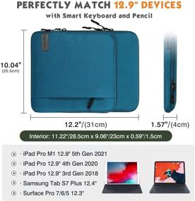 img 3 attached to 🔵 MoKo 12.9 Inch Laptop Tablet Sleeve Bag Carrying Case - Peacock Blue | Fits iPad Pro 12.9 2021/2020/2018, Surface Laptop Go 12.4