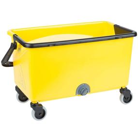 img 3 attached to 🧼 Yellow Rubbermaid Commercial Mop Bucket with Wringer On Wheels for Microfiber Flat Mops, Press Wring Mop Bucket, 18-Inch