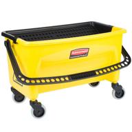 🧼 yellow rubbermaid commercial mop bucket with wringer on wheels for microfiber flat mops, press wring mop bucket, 18-inch logo