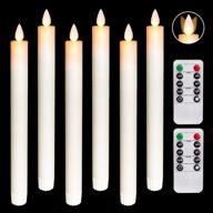 🕯️ real wax led flameless taper candles with moving wicks - 6 pack, 9.6 inches long, battery operated with timer - perfect for wedding or fireplace decoration логотип