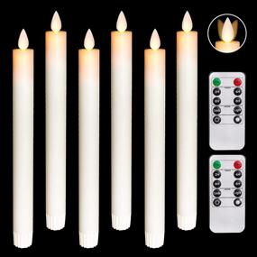 img 4 attached to 🕯️ Real Wax LED Flameless Taper Candles with Moving Wicks - 6 Pack, 9.6 Inches Long, Battery Operated with Timer - Perfect for Wedding or Fireplace Decoration