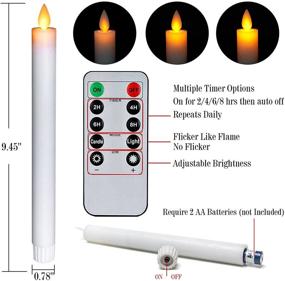 img 1 attached to 🕯️ Real Wax LED Flameless Taper Candles with Moving Wicks - 6 Pack, 9.6 Inches Long, Battery Operated with Timer - Perfect for Wedding or Fireplace Decoration