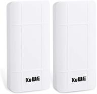 kuwfi 2.4g outdoor cpe wireless bridge, point to point long range access nano station with 12dbi panel antenna - supports 24v poe [2-pack, pre-pairing] logo