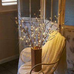 img 3 attached to 🌿 LITBLOOM Lighted Willow Branches with Timer and Dimmer - 2 Sets 32IN 150 LED Warm White Lights - Waterproof Plug In for Holiday and Party Decoration