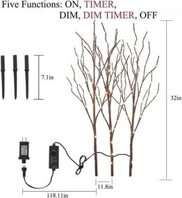 img 1 attached to 🌿 LITBLOOM Lighted Willow Branches with Timer and Dimmer - 2 Sets 32IN 150 LED Warm White Lights - Waterproof Plug In for Holiday and Party Decoration