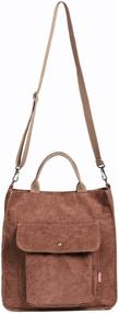 img 2 attached to Women's Corduroy Crossbody Bag - Etercycle Casual Tote Handbag with Zipper, Spacious Interior, and Outer Pocket - Perfect for Shopping (Brown)