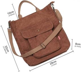 img 3 attached to Women's Corduroy Crossbody Bag - Etercycle Casual Tote Handbag with Zipper, Spacious Interior, and Outer Pocket - Perfect for Shopping (Brown)