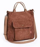 women's corduroy crossbody bag - etercycle casual tote handbag with zipper, spacious interior, and outer pocket - perfect for shopping (brown) logo