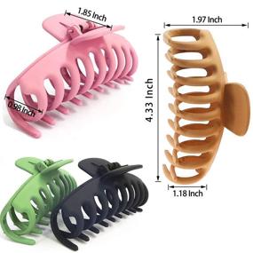 img 1 attached to Strong Hold Hair Claw Clips for Women - Pylrus 4 Inch Nonslip Clips for Thin/Thick/Long Hair (Black/Olive Green/Light Khaki/Nude Pink)