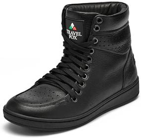 img 4 attached to 👞 Men's Leather High Top Shoes with Lace-Up by TRAVEL FOX