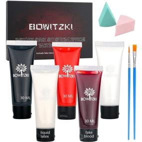 img 4 attached to 🎃 Bowitzki Makeup SFX Makeup Kit for Halloween: Water-Based Cream Face and Body Paint, Clear Liquid Latex, Fake Stage Blood, Brushes, Sponges - Perfect for Painting Special Effects like Zombie, Vampire, Monster, Scar, and Wound for Christmas Party