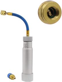 img 4 attached to 🔧 High-performance A/C AC Oil and Dye Injector Refrigerant Tools - 2OZ with R134A R410A Snap Quick Coupler Adapter Connector - R12 R22 1/4" SAE Scale Refillable Line Hand Turn Screw