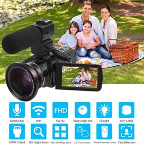 img 3 attached to 📹 ORDRO HDV-Z20 FHD 1080P 30FPS Camcorder with Night Vision, Wi-Fi, Microphone, Wide-Angle Lens Hood, Handheld Stabilizer, 32G SD Card, and 2 Batteries - Enhanced for SEO