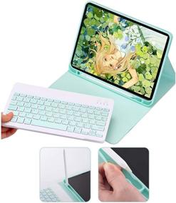 img 1 attached to 🎮 iPad Air 4 Gen 10.9 inch 2020 Keyboard Case + Mouse: Stylish Purple Slim Leather Smart Cover with Detachable Wireless Bluetooth Keyboard and Pencil Holder for New iPad Air 10.9" 4th Generation 2020
