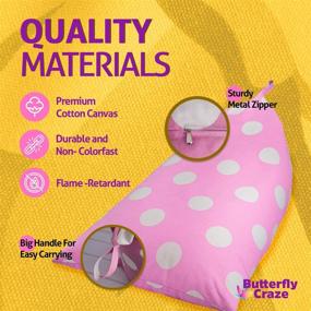 img 2 attached to 🦋 Butterfly Craze Bean Bag Chair Cover (Stuffed Animal Holder) – Toddler Toy Storage – Easy Fill Floor Lounger for Kids Bedroom – Light Pink Polka Dots (Stuffing Not Included)