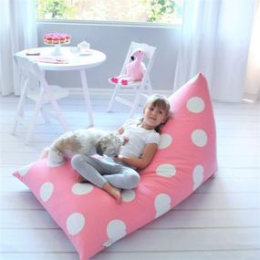 img 4 attached to 🦋 Butterfly Craze Bean Bag Chair Cover (Stuffed Animal Holder) – Toddler Toy Storage – Easy Fill Floor Lounger for Kids Bedroom – Light Pink Polka Dots (Stuffing Not Included)