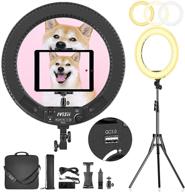 📸 ivisii 18-inch ring light with stand, phone holder, ball head, and 60w bi-color 3000-5800k - professional tripod ring light for makeup, vlog, tattoo - large ring light for phone, camera, tablet logo