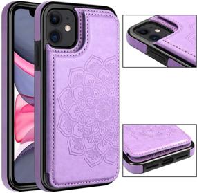 img 1 attached to 📱 MMHUO iPhone 11 Case - Elegant Floral Magnetic Flip Leather Wallet Case with Card Holder for Women and Girls - Durable Shockproof Phone Case for iPhone 11 6.1 inches (Purple)