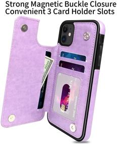 img 2 attached to 📱 MMHUO iPhone 11 Case - Elegant Floral Magnetic Flip Leather Wallet Case with Card Holder for Women and Girls - Durable Shockproof Phone Case for iPhone 11 6.1 inches (Purple)