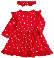 👶 toddler baby girls love heart print dress: princess long sleeve ruffles skirt tutu outfits logo