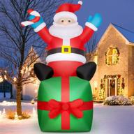 6-foot led-lit christmas inflatable santa claus - cheerful xmas outdoor yard garden archway new year decoration logo