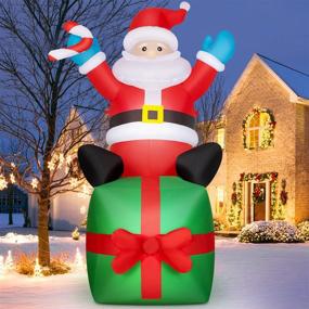img 4 attached to 6-Foot LED-Lit Christmas Inflatable Santa Claus - Cheerful Xmas Outdoor Yard Garden Archway New Year Decoration