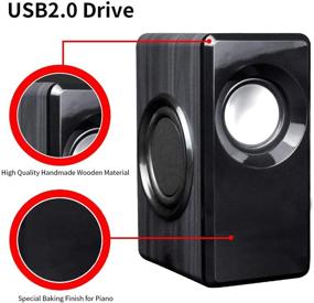 img 1 attached to 🔊 USB Powered Computer Speakers with Built-in Subwoofer, 6 Loudspeaker Diaphragm for High Sound Quality - Small Multimedia Speakers for Laptop/Desktop/Tablets/Phone in Black Wood with LED