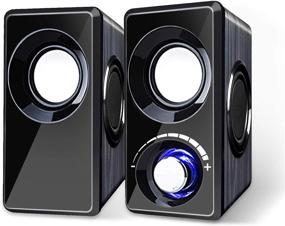 img 4 attached to 🔊 USB Powered Computer Speakers with Built-in Subwoofer, 6 Loudspeaker Diaphragm for High Sound Quality - Small Multimedia Speakers for Laptop/Desktop/Tablets/Phone in Black Wood with LED