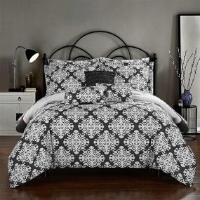 img 3 attached to Chic Home Tania 8 Piece Reversible Comforter Bag Hotel Collection Bedding Set - Geometric Medallion Pattern, Twin XL Size, Grey