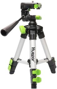 img 4 attached to 📷 Huepar TPD05 19.7" Lightweight Aluminum Tripod - Mini Portable Adjustable Tripod for Laser Level and Camera, with 3-Way Flexible Pan Head, Bubble Level, Quick Release Plate, and 1/4"-20 Screw Mount