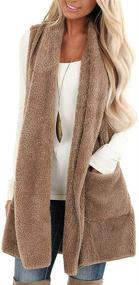 img 4 attached to ReachMe Sleeveless Pockets Cardigan Sweaters Women's Clothing and Coats, Jackets & Vests