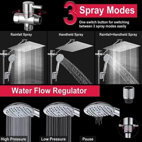 img 1 attached to 🚿 NERDON 12'' High Pressure Rainfall Shower Head Handheld Combo - 5 Settings with 15'' Brass Extension Arm & 60'' Hose - Stainless Steel Bath Rain Showerhead with 4 Hooks