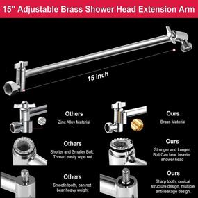 img 2 attached to 🚿 NERDON 12'' High Pressure Rainfall Shower Head Handheld Combo - 5 Settings with 15'' Brass Extension Arm & 60'' Hose - Stainless Steel Bath Rain Showerhead with 4 Hooks