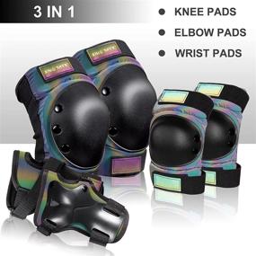 img 2 attached to 🛹 XINDAER Kids/Adult Knee Pad Elbow Pads Wrist Guards: Ultimate Protective Gear Set for Skateboard, Roller Skate, Inline Skates, Cycling, Scooter