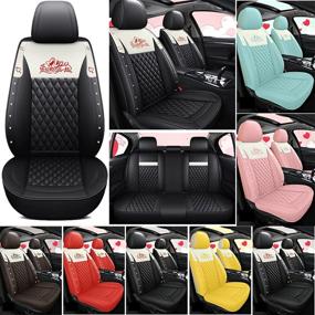 img 4 attached to Thomakoo Car Seat Cover Full Set Front And Rear Seat Covers For Cars Car Seat Cushion Universal Auto Accessories Non-Slide Automotive Covers (Black)