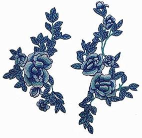 img 3 attached to 🌸 Enhance Your Style with 1 Pair of Beautiful Blue HA Flowers Embroidered Iron on Applique Patches