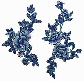 img 2 attached to 🌸 Enhance Your Style with 1 Pair of Beautiful Blue HA Flowers Embroidered Iron on Applique Patches