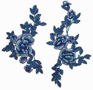 🌸 enhance your style with 1 pair of beautiful blue ha flowers embroidered iron on applique patches logo