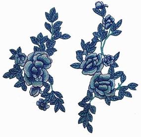 img 4 attached to 🌸 Enhance Your Style with 1 Pair of Beautiful Blue HA Flowers Embroidered Iron on Applique Patches