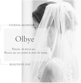 img 1 attached to 👰 Свадебная вуаль Olbye для женщин: элегантная вуаль для невесты длиной до кончиков пальцев с гребнем и вышитым кружевом - идеально подходит для невест (1T, 1 слой)