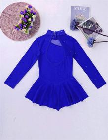 img 2 attached to Yeahdor Girls' Kids Figure Ice Skating Dress with Mesh 👧 Splice, Long Sleeve, Mock Neck Ballet Dance Gymnastic Tutu Skirted Leotard