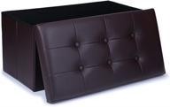 wonenice 30 inches faux leather folding storage ottoman bench: stylish dark brown ottoman toy chest & storage box, holds up to 300 lb логотип