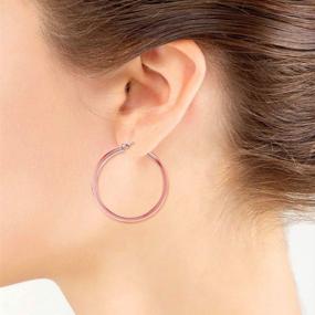 img 3 attached to 💎 Sleek Sterling Silver Earrings with Flashed Diameter - Stylish Girls' Jewelry