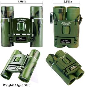 img 3 attached to USCAMEL 8x21 Folding Pocket Binoculars: Compact Travel Mini Telescope with HD Bak4 Optics for Easy Focus, Army Green