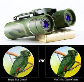 img 1 attached to USCAMEL 8x21 Folding Pocket Binoculars: Compact Travel Mini Telescope with HD Bak4 Optics for Easy Focus, Army Green