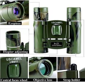 img 2 attached to USCAMEL 8x21 Folding Pocket Binoculars: Compact Travel Mini Telescope with HD Bak4 Optics for Easy Focus, Army Green