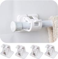 🚰 eiks 4 pack rod holder pipe clamp wall mount for shower curtain tube in home, kitchen, garden, garage storage - no-drill, self-adhesive design logo